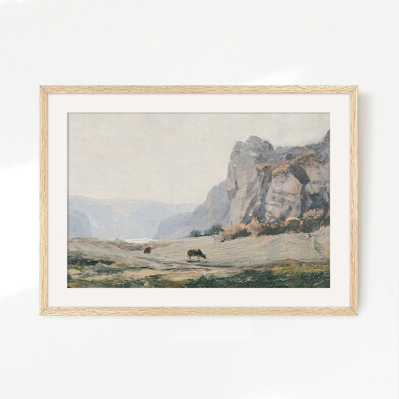 Neutral Mountain Pasture Painting - Sage and Rose Prints