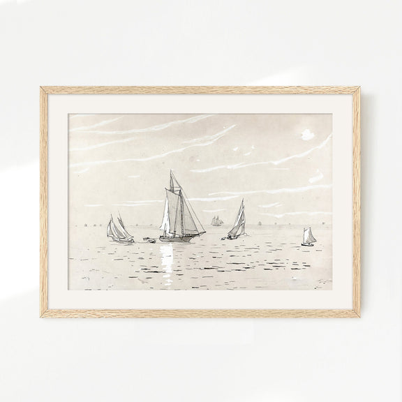 Sailboat Drawing 19-1x - Sage and Rose Prints