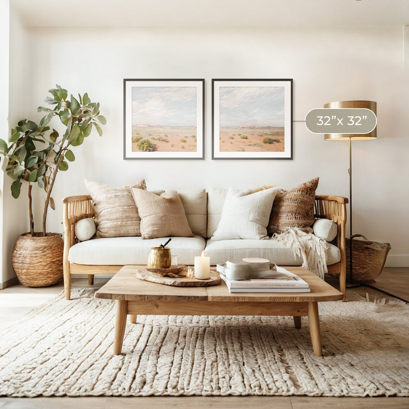 Bright Desert Landscape 2-Panel Set - Sage and Rose Prints