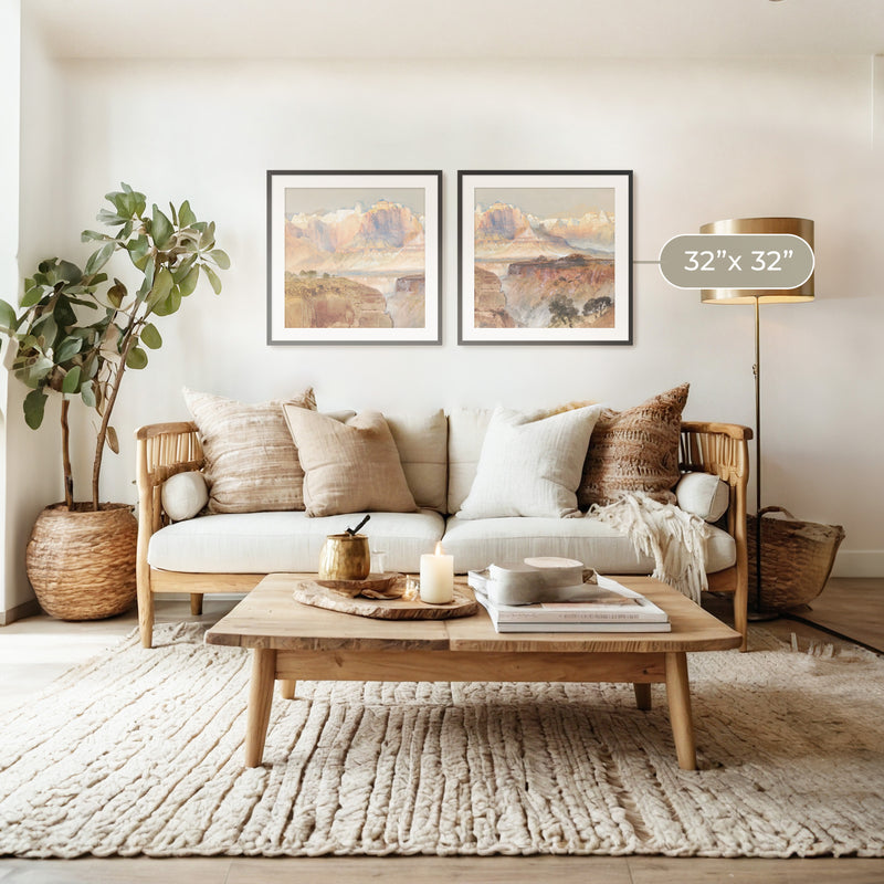 Desert Watercolor 2-Panel Set - Sage and Rose Prints