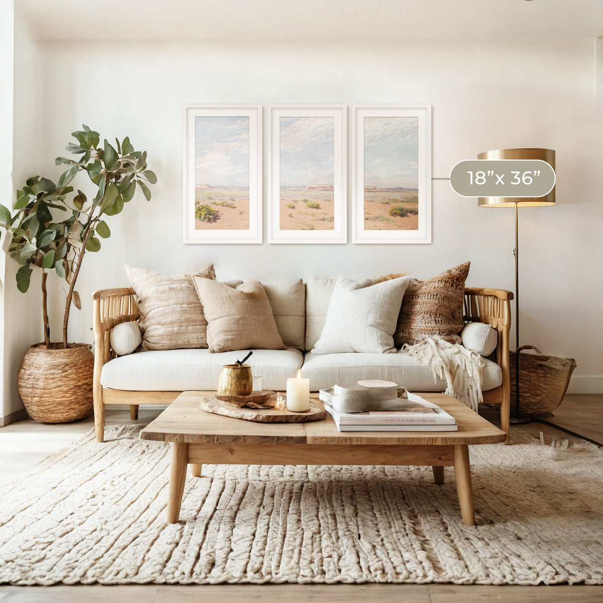 Bright Desert Landscape Triptych - Sage and Rose Prints
