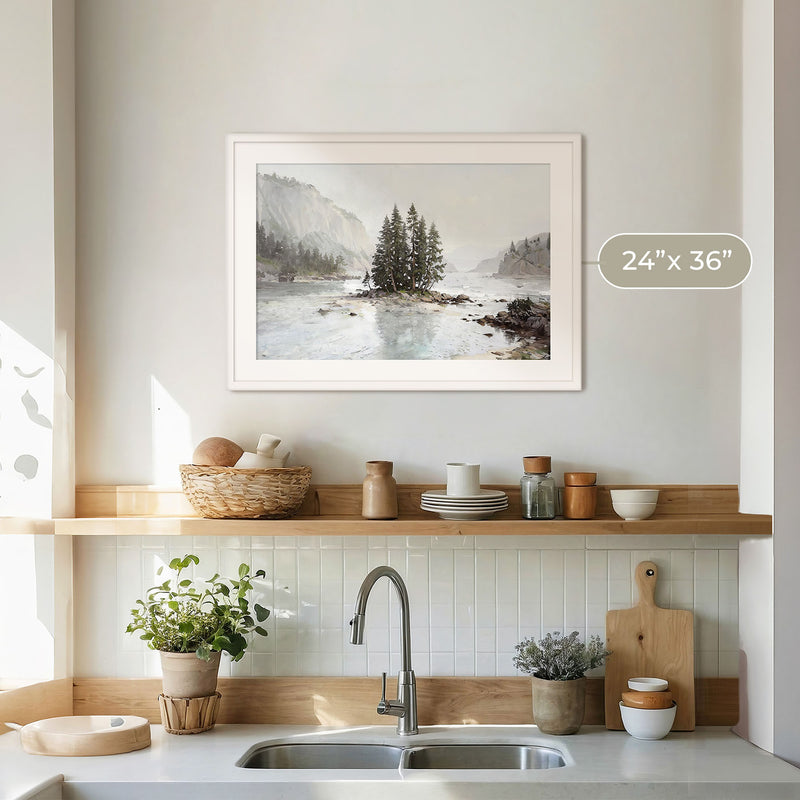 Misty Fjord Painting No2 - Sage and Rose Prints