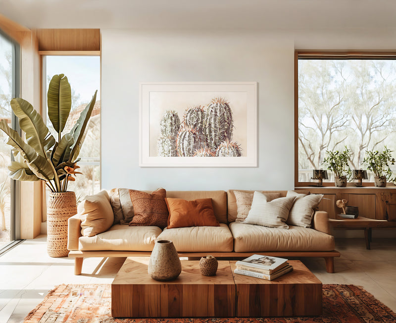 Cactus Watercolor in Olive Green - Sage and Rose Prints