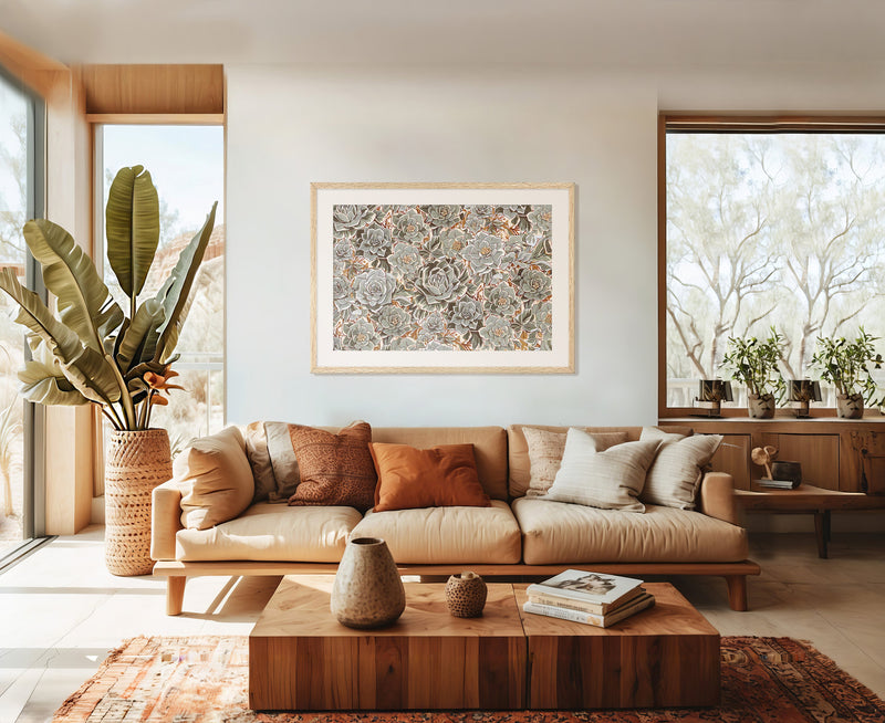 Geometric Succulent Wall Art - Sage and Rose Prints