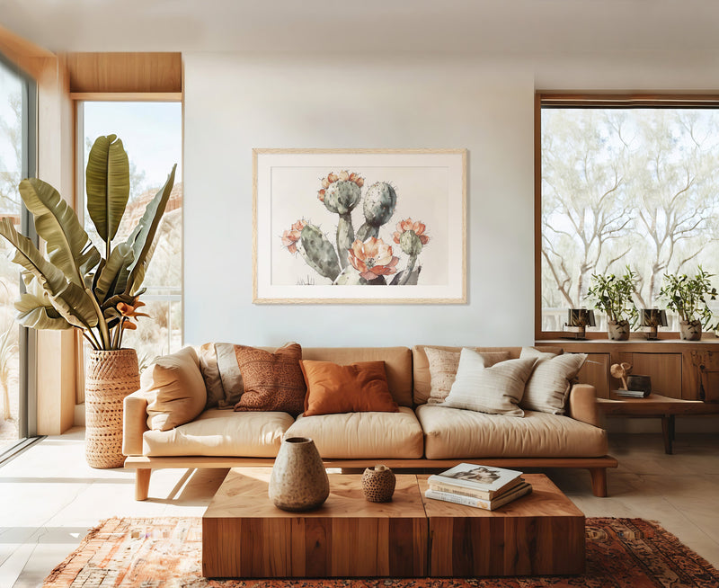 Flowering Cactus Watercolor - Sage and Rose Prints