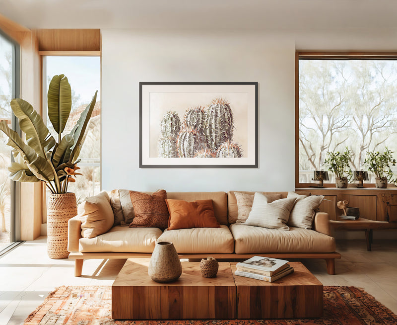 Cactus Watercolor in Olive Green - Sage and Rose Prints