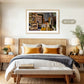 Yellow and Blue Cubist Cityscape - Sage and Rose Prints