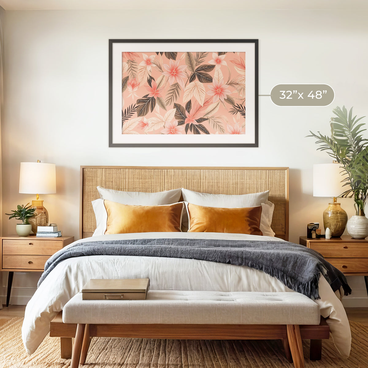 Soft Coral Maximalist Tropics - Sage and Rose Prints