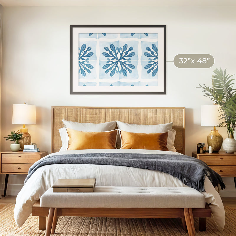 Muted Mediterranean Blue Pattern - Sage and Rose Prints
