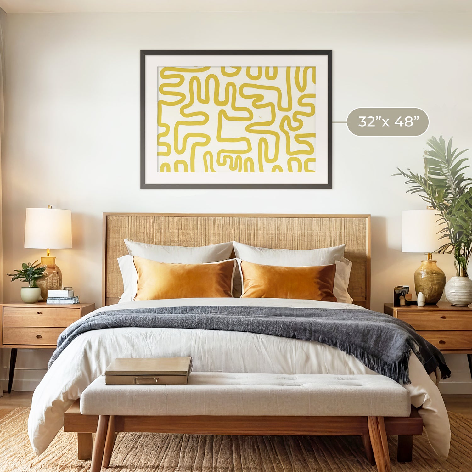 Yellow Organic Maze Print - Sage and Rose Prints