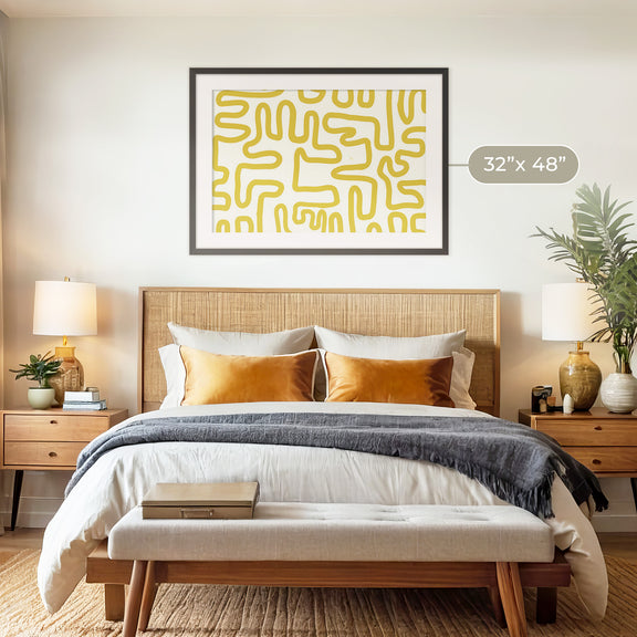 Yellow Organic Maze Print - Sage and Rose Prints