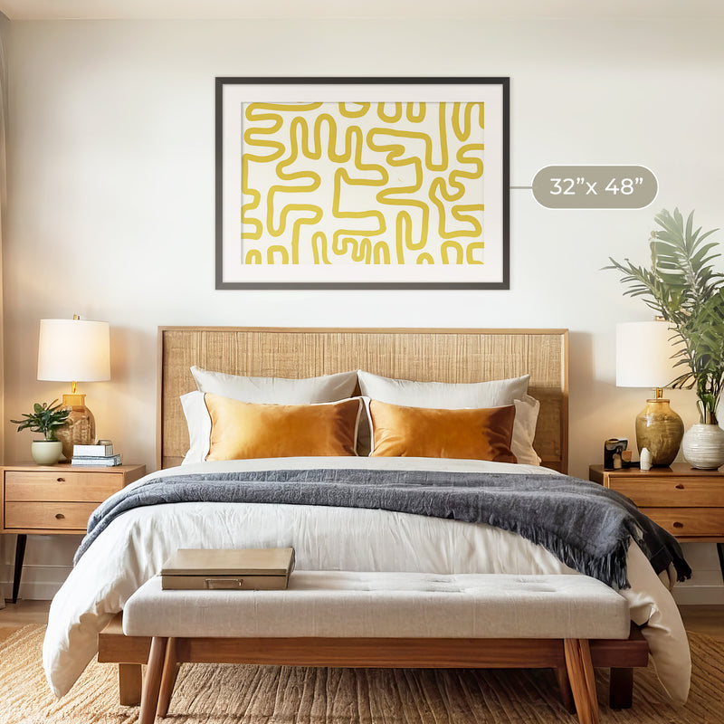 Yellow Organic Maze Print - Sage and Rose Prints