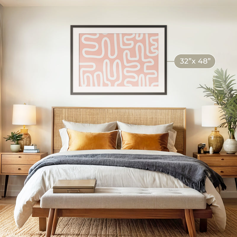 Coral Blush Organic Maze Art - Sage and Rose Prints