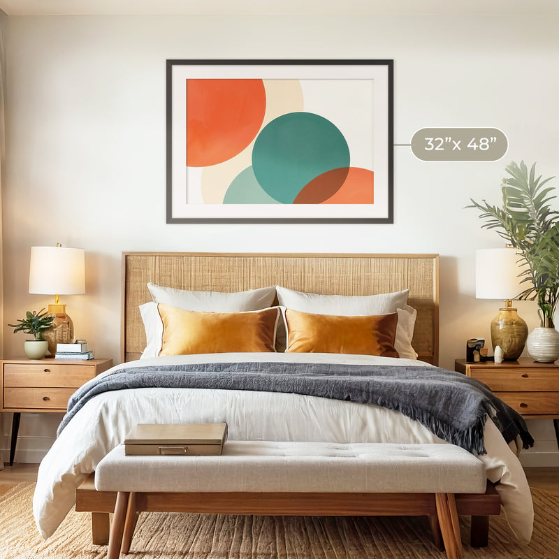 Abstract Circle in Orange and Teal - Sage and Rose Prints