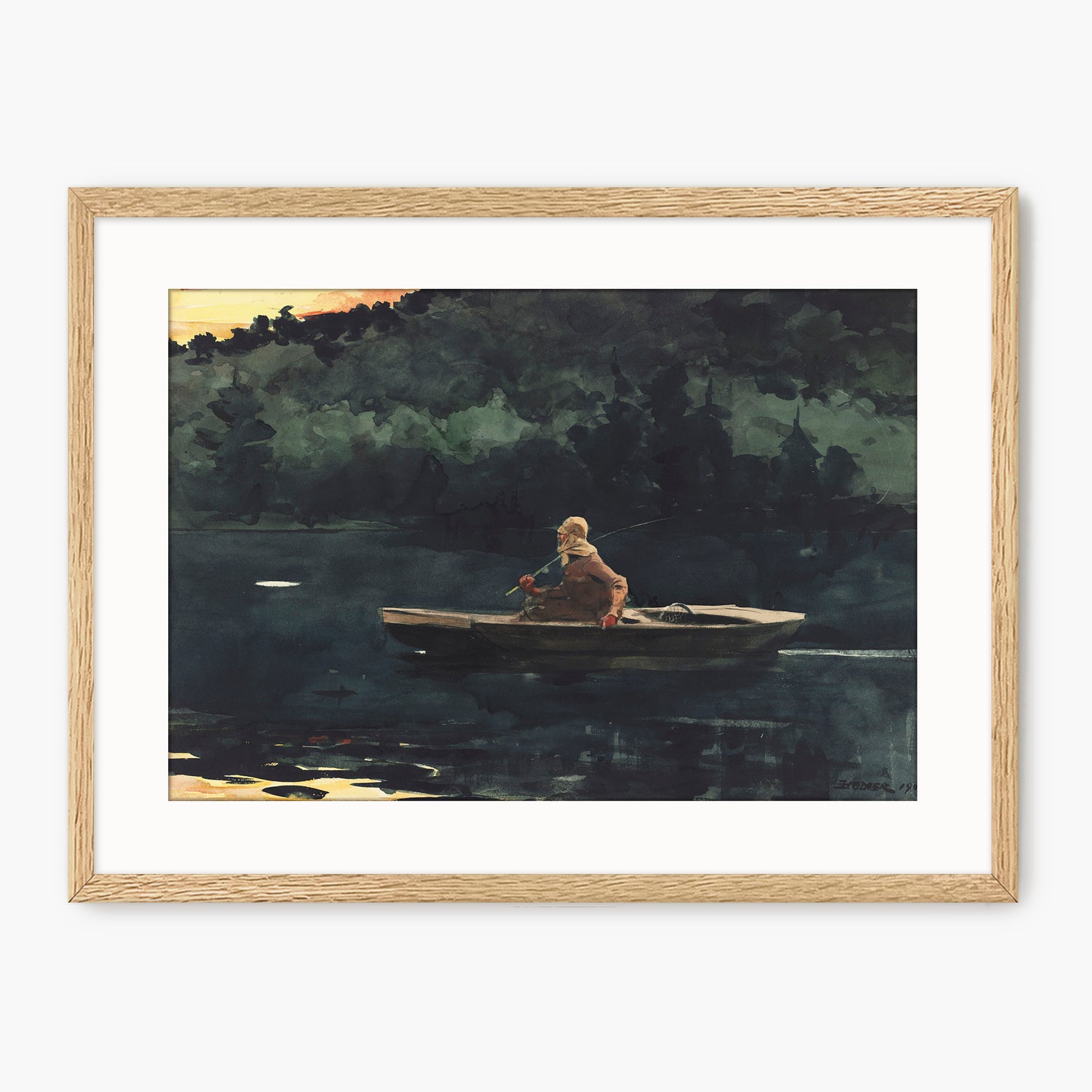 The Rise: Fishing Watercolor by Winslow Homer