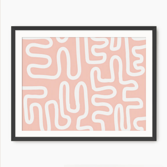 Coral Blush Organic Maze Art - Sage and Rose Prints