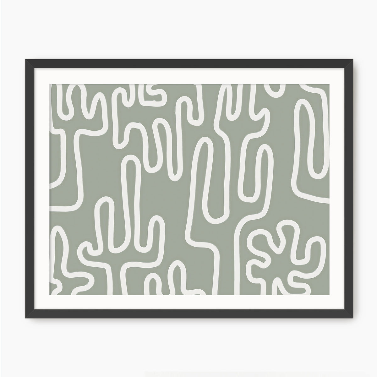 Abstract Cactus Line Art - Sage and Rose Prints
