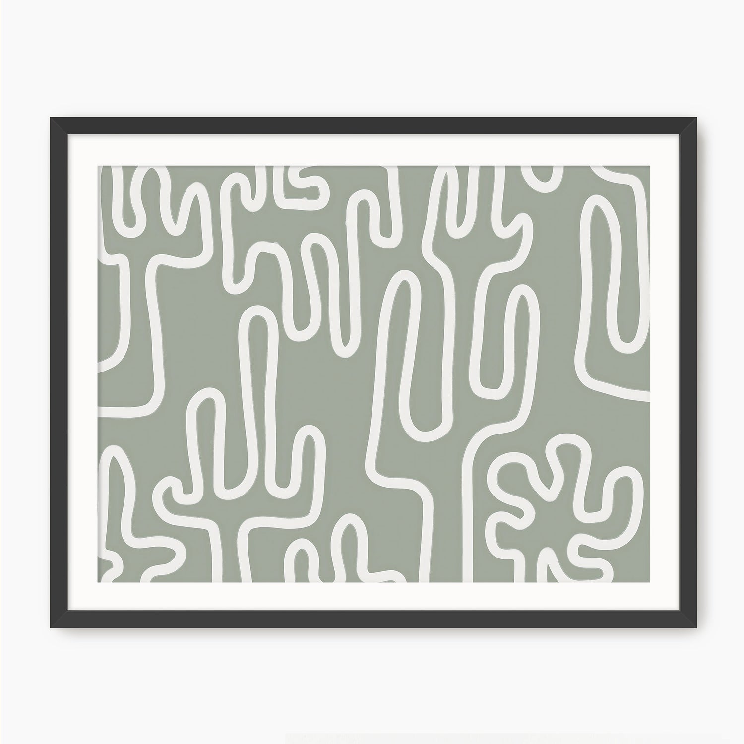 Abstract Cactus Line Art - Sage and Rose Prints