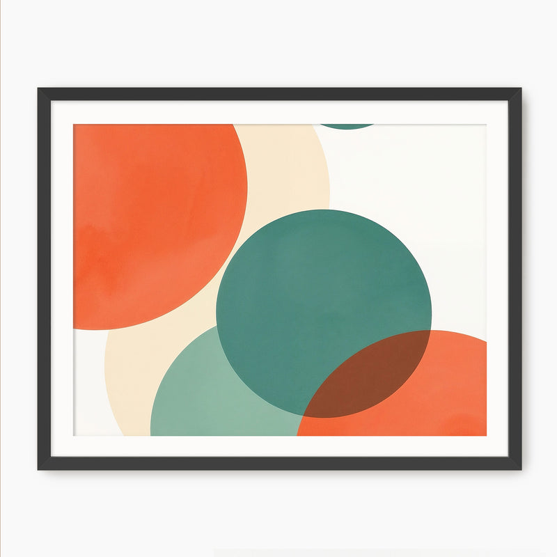 Abstract Circle in Orange and Teal - Sage and Rose Prints