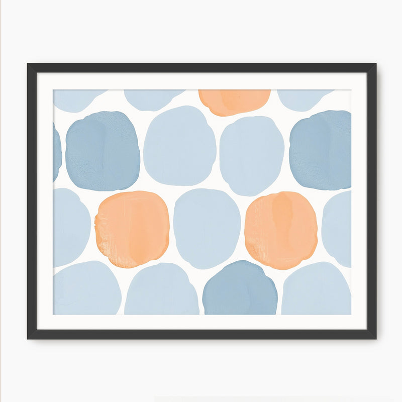 Steel Blue and Light Orange Print - Sage and Rose Prints