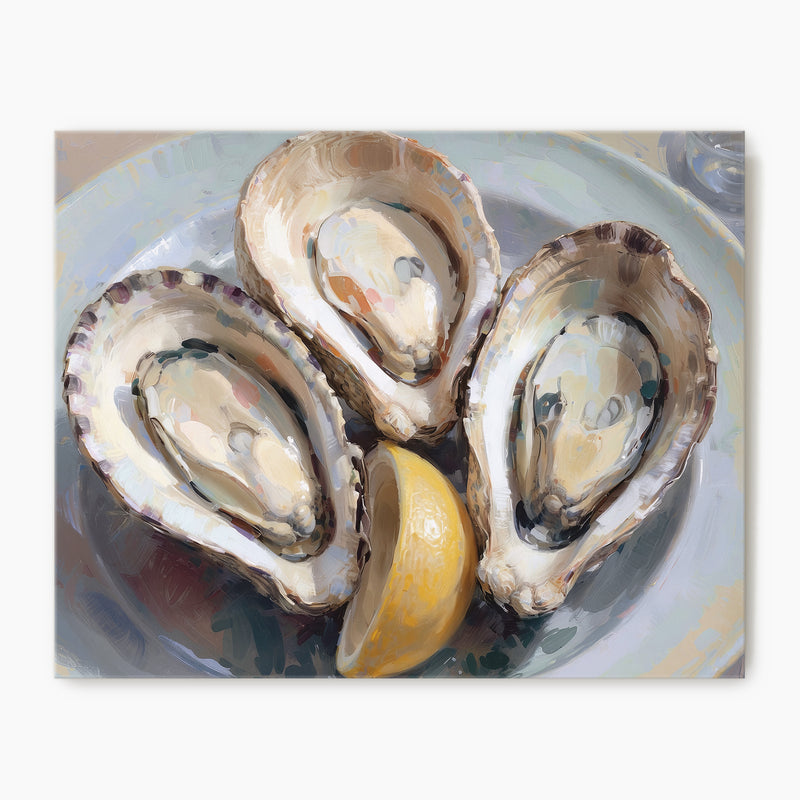 Oysters and Lemon Seafood Painting Print - Sage and Rose Prints