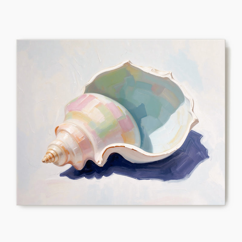Pastel Conch Shell Painting Print - Sage and Rose Prints