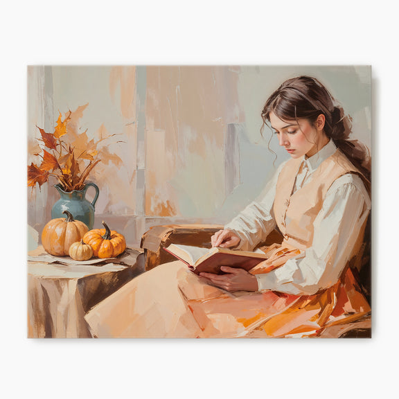 Victorian Woman Reading Fall Painting - Sage and Rose Prints