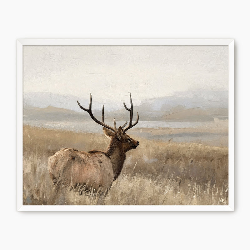 AK-33-Deer in a Field Painting - Sage and Rose Prints