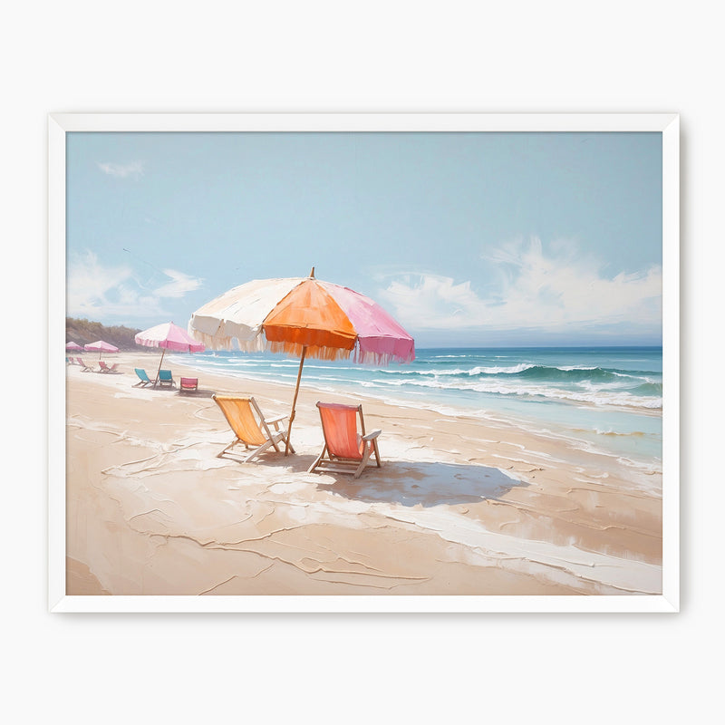 Peaceful Umbrellas on the Beach - Sage and Rose Prints
