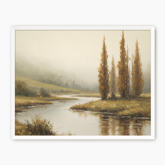 58 - Fall Trees by a Peaceful River - Sage and Rose Prints