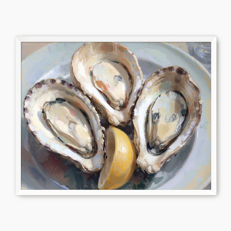 Oysters and Lemon Seafood Painting Print - Sage and Rose Prints