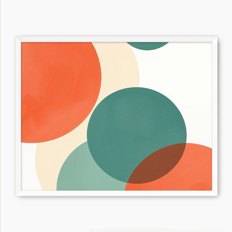 Abstract Circle in Orange and Teal - Sage and Rose Prints