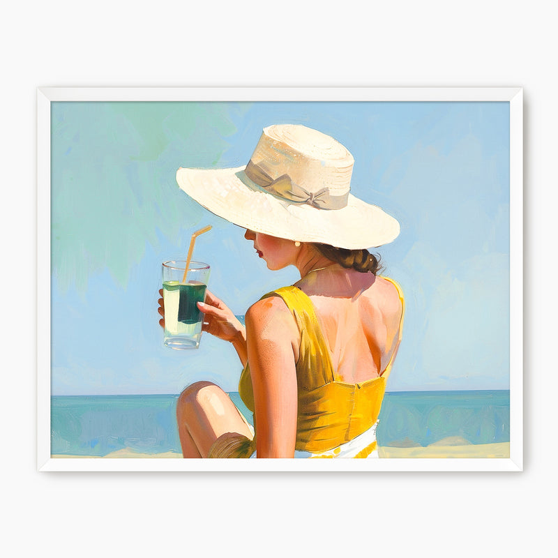 Sunhat and Blue Sky Beach Art - Sage and Rose Prints