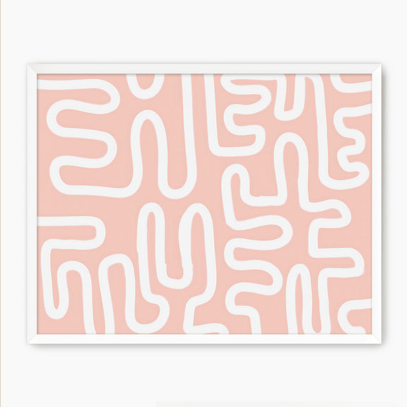 Coral Blush Organic Maze Art - Sage and Rose Prints
