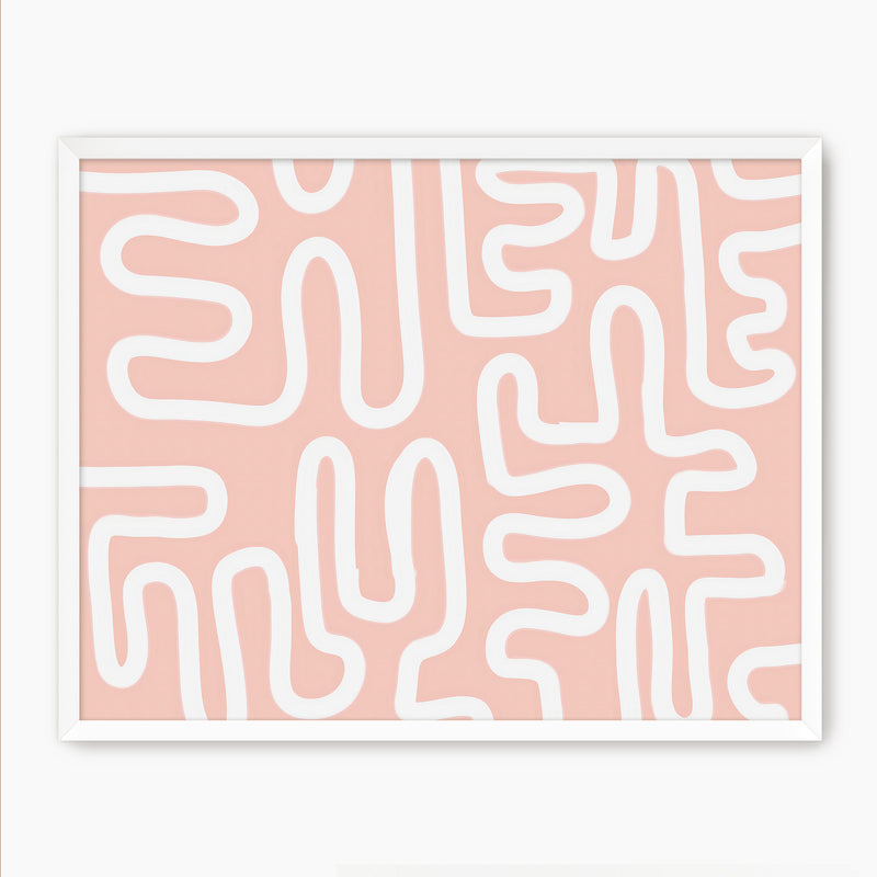 Coral Blush Organic Maze Art - Sage and Rose Prints