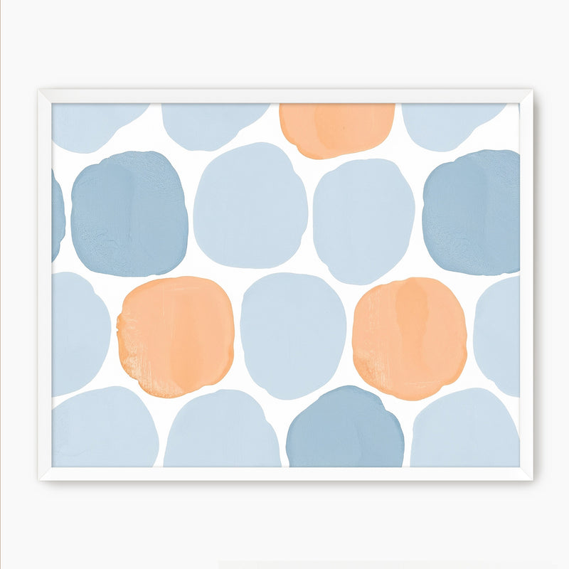 Steel Blue and Light Orange Print - Sage and Rose Prints