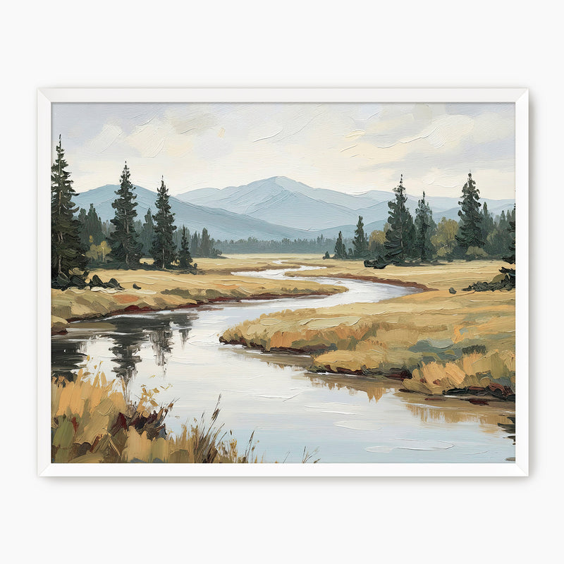 44-  Late Summer River Landscape - Sage and Rose Prints