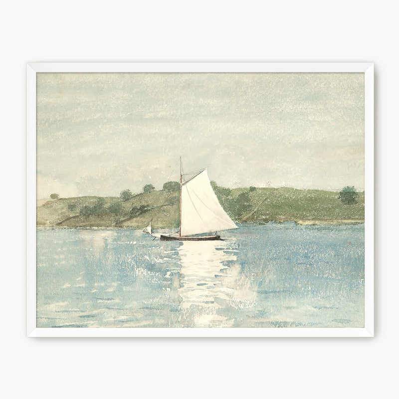 Sage and Light Blue Coastal Sailboat Print - Sage and Rose Prints