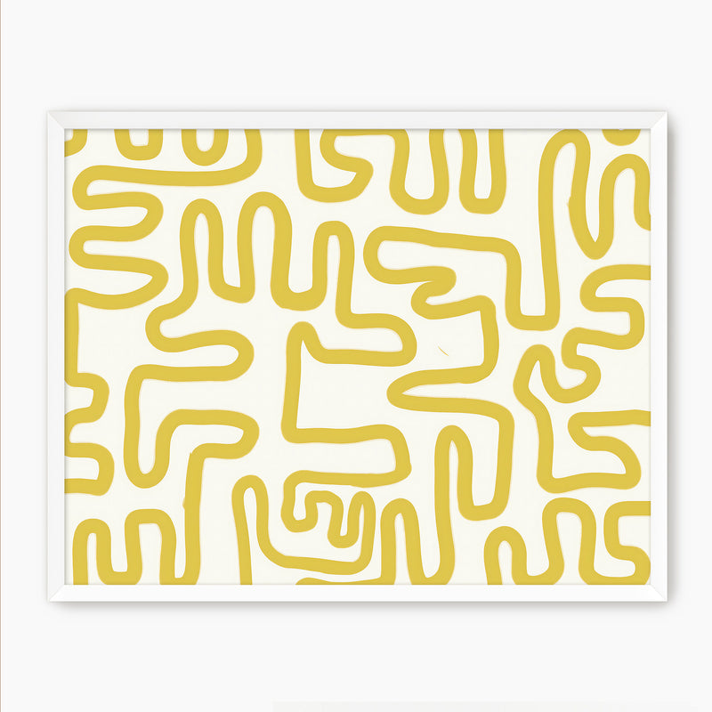 Yellow Organic Maze Print - Sage and Rose Prints