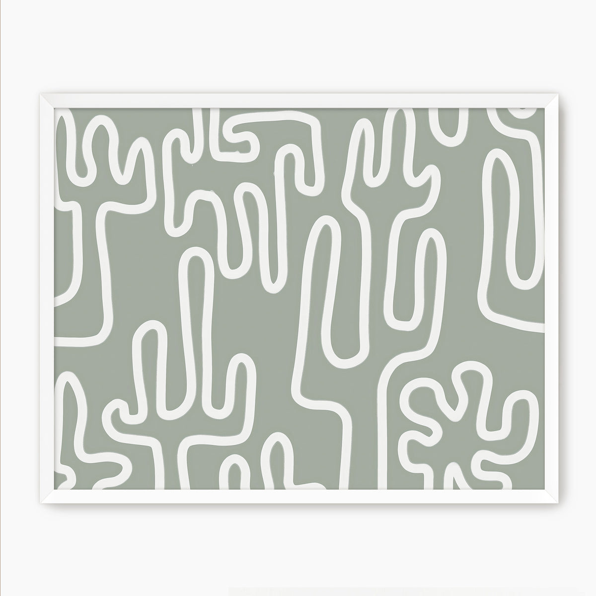 Abstract Cactus Line Art - Sage and Rose Prints