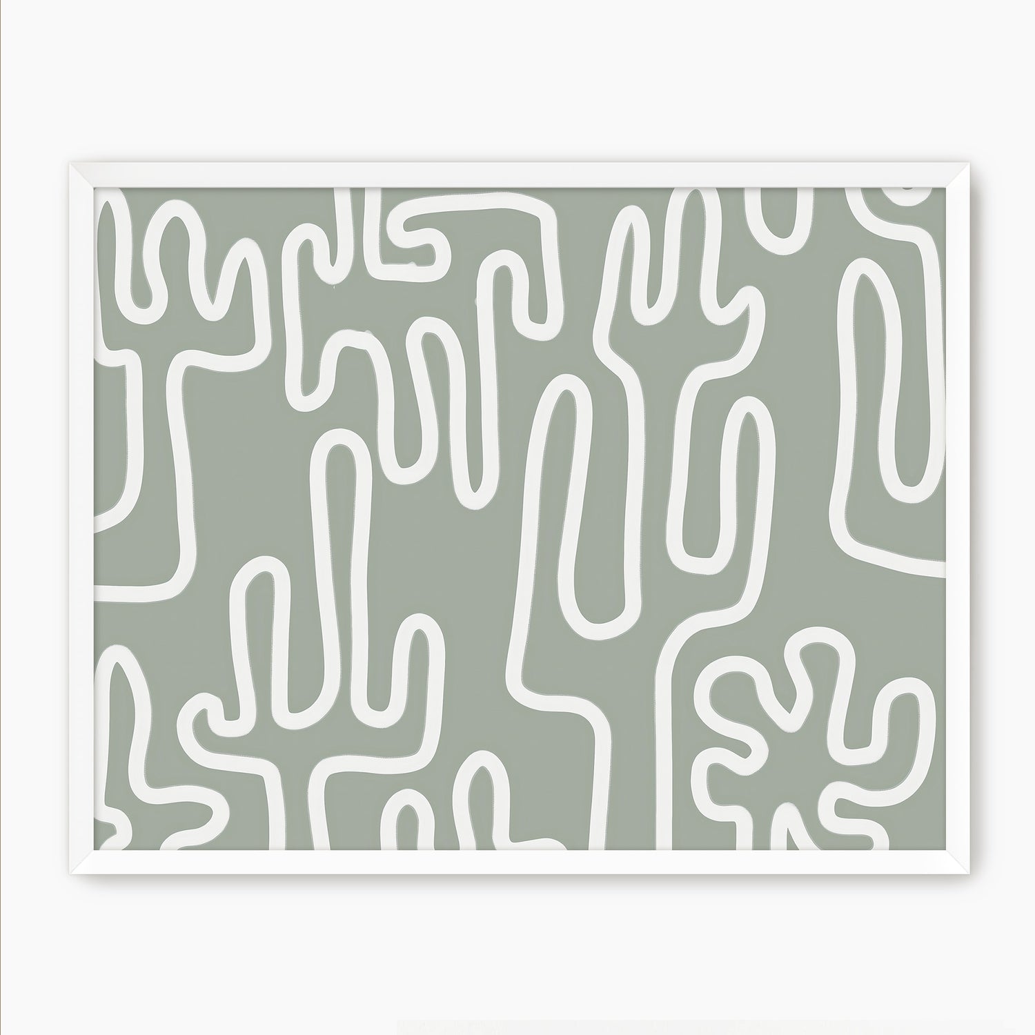 Abstract Cactus Line Art - Sage and Rose Prints
