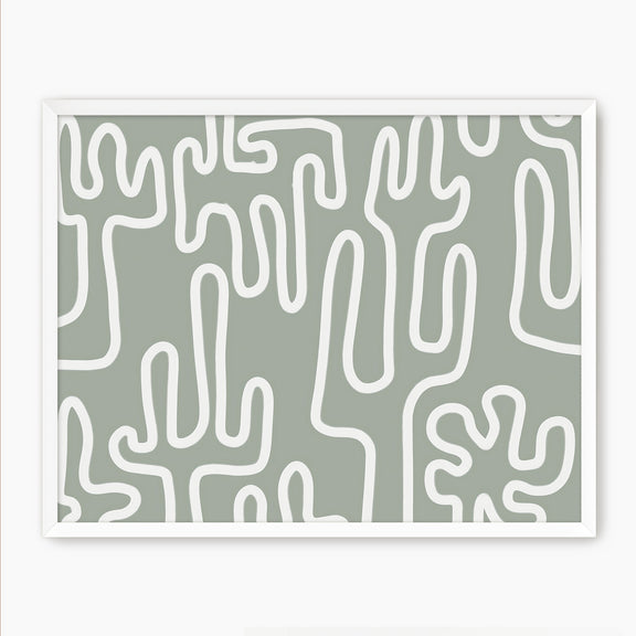 Abstract Cactus Line Art - Sage and Rose Prints