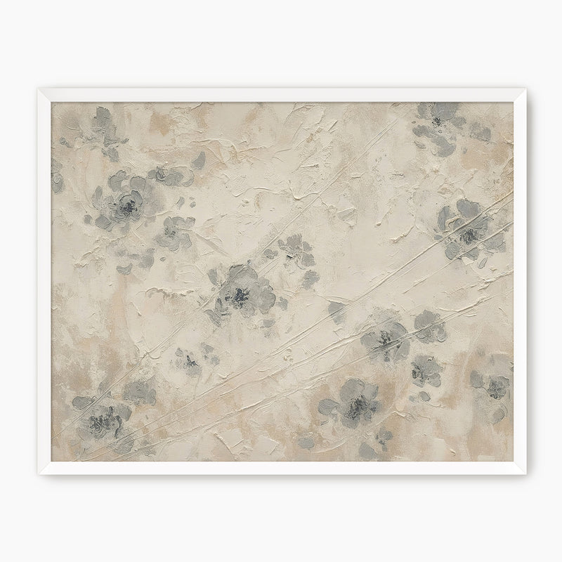 AK-50- Abstract Textured Flower Painting Print - Sage and Rose Prints