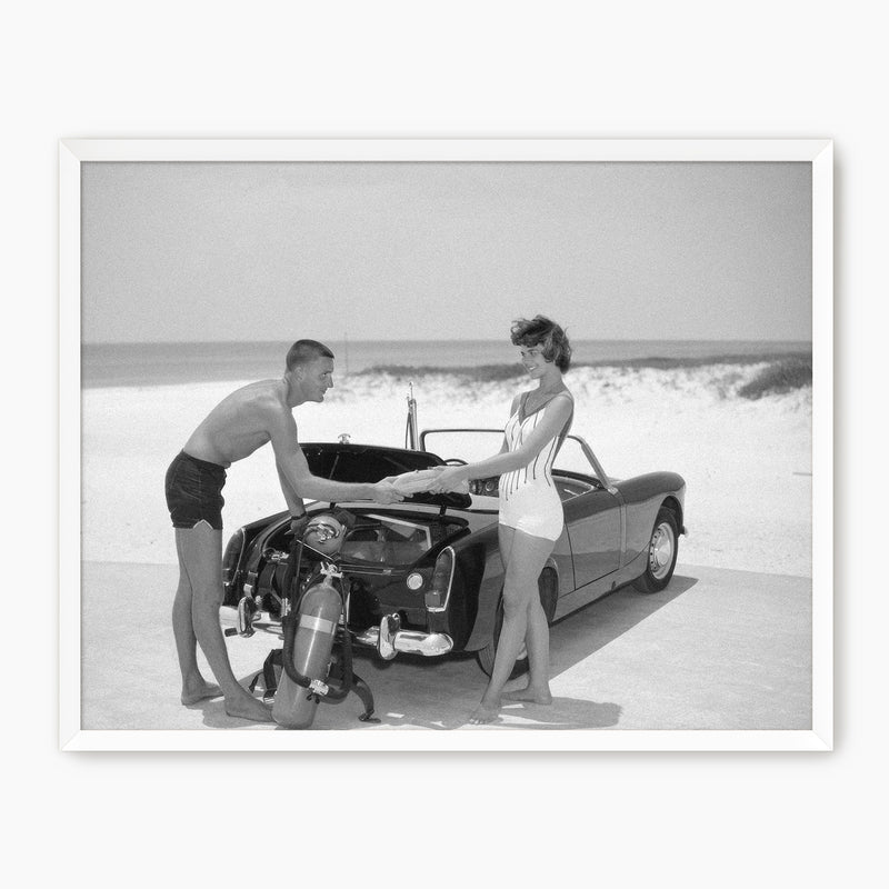 Classic Car on the Beach Photo - Sage and Rose Prints
