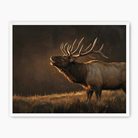 AK-19-Moody Elk Wildlife Painting - Sage and Rose Prints