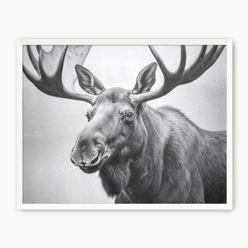 AK-17 Black and White Vintage Moose Photograph - Sage and Rose Prints