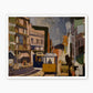 Yellow and Blue Cubist Cityscape - Sage and Rose Prints