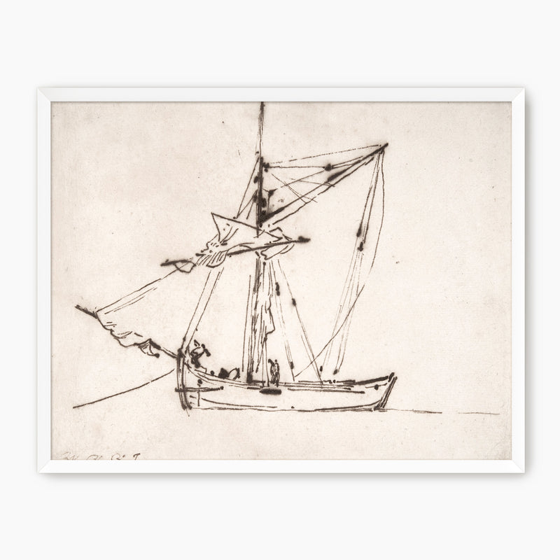 Vintage Sailboat Charcoal Sketch - Sage and Rose Prints