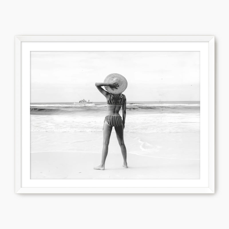 Woman On the Beach Retro Photo No2 - Sage and Rose Prints