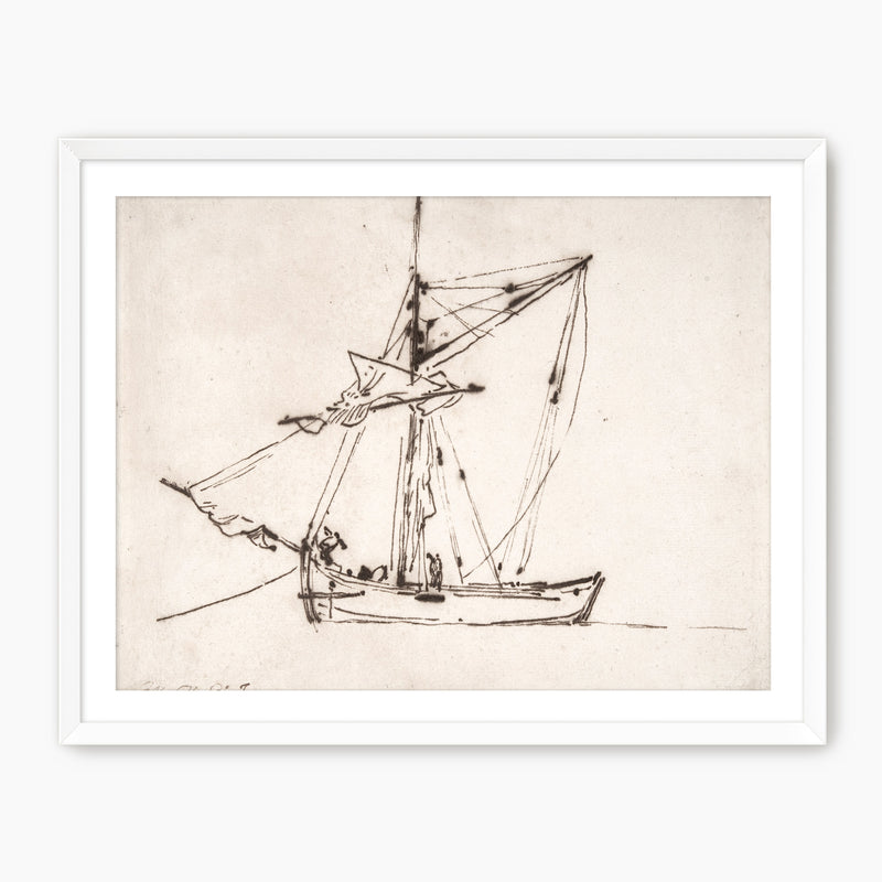 Vintage Sailboat Charcoal Sketch - Sage and Rose Prints